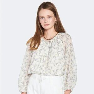 NWT en saison Maison Sullivan white & blue floral peasant blouse women’s size XL